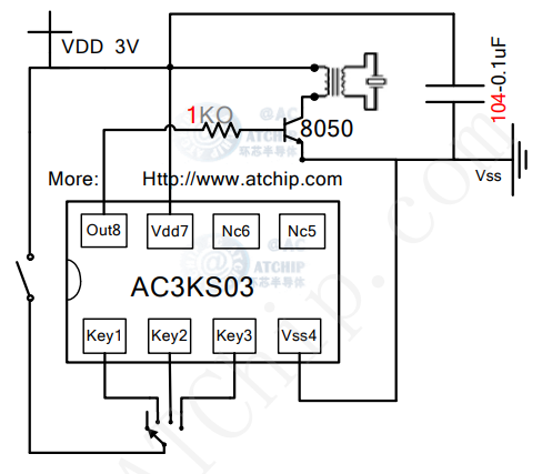 警報聲音效四聲報警器芯片接線圖