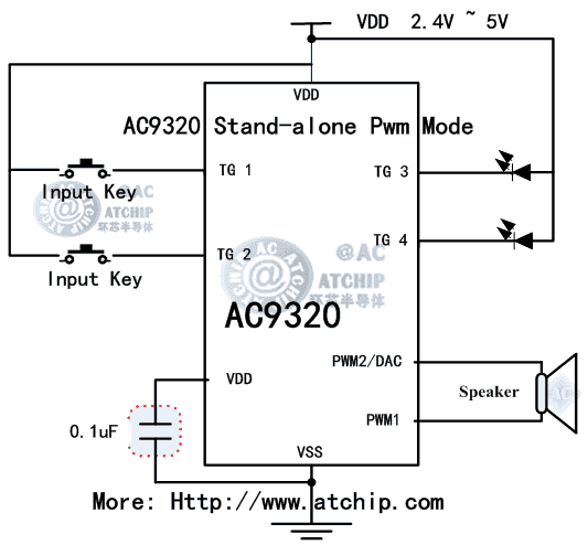 OTP語音芯片PWM接線圖