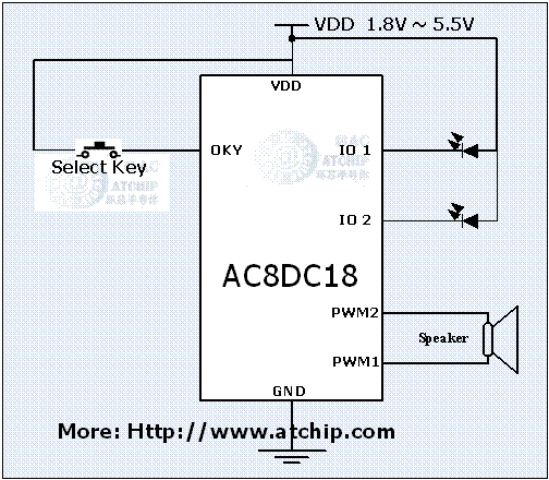 音樂芯片IC圣誕18首接線原理圖