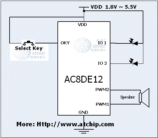 音樂(lè)芯片IC兒歌12首芯片接線原理圖